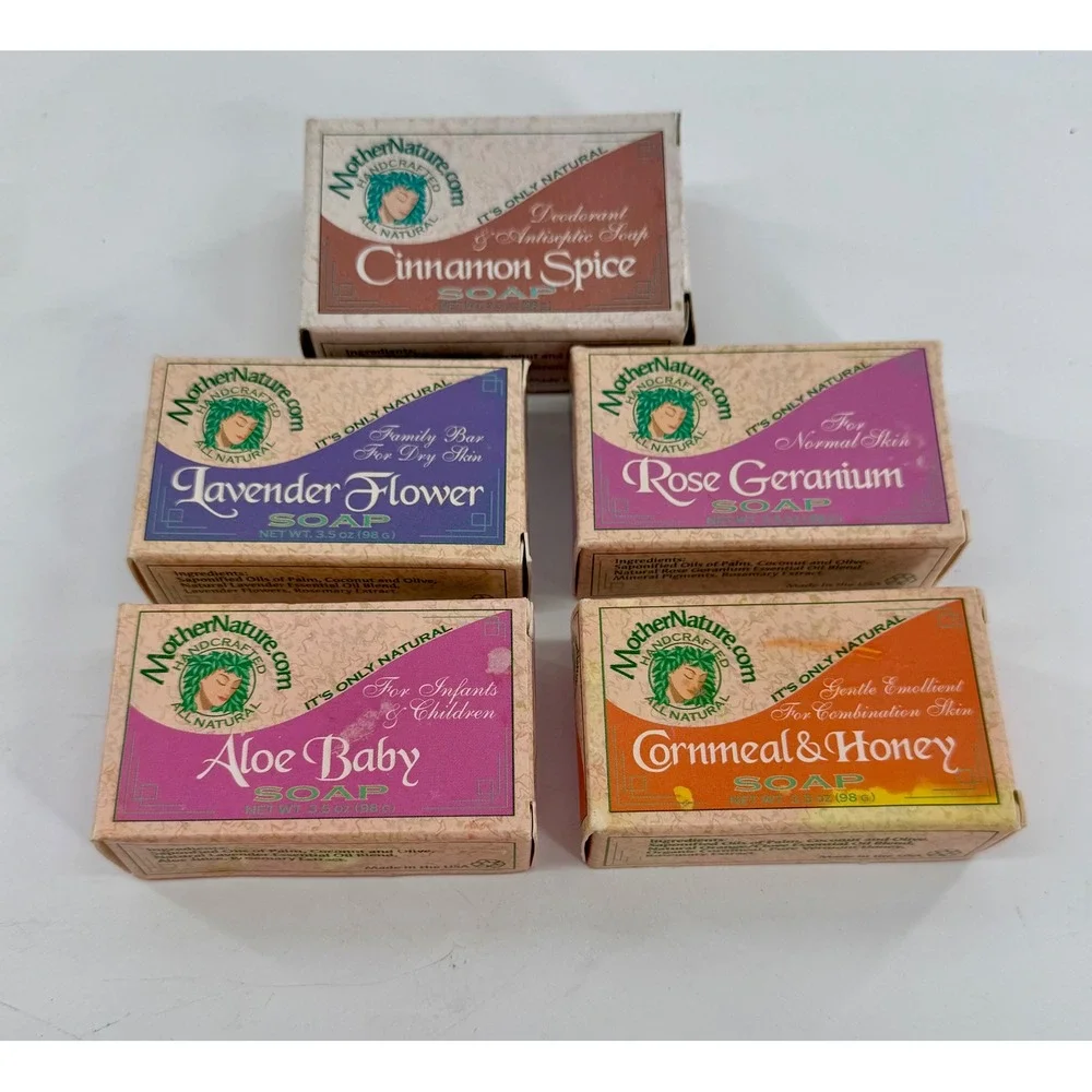 Mother Nature Handcrafted Soap Lot 5  3.5oz Natural Essential Oil Bar
